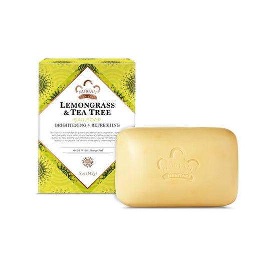 Nubian Heritage Bar Soap Lemongrass and Tea Tree with Orange Peel -- 5 oz